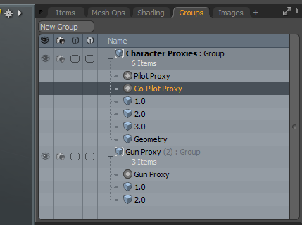 Grouping proxies into LOD meshes in the group panel
