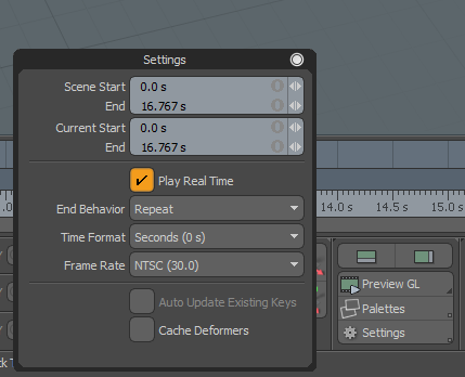 Setting the FPS and duration of RTM's for export